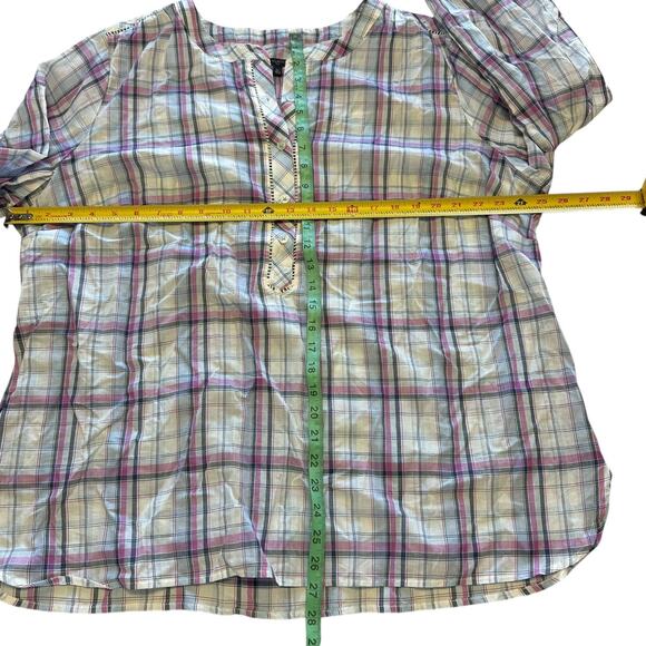 NWT!! Talbots Loose Fit Sheer Plus Size Plaid Blouse - Picture 2 of 6